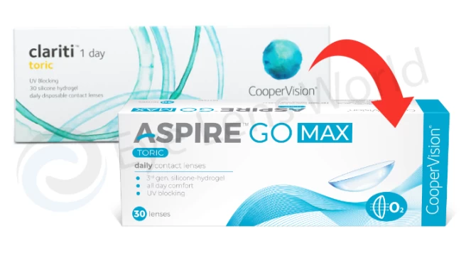 Cooper Vision Aspire Go Max Toric Daily 30 Lens Pack, view 3