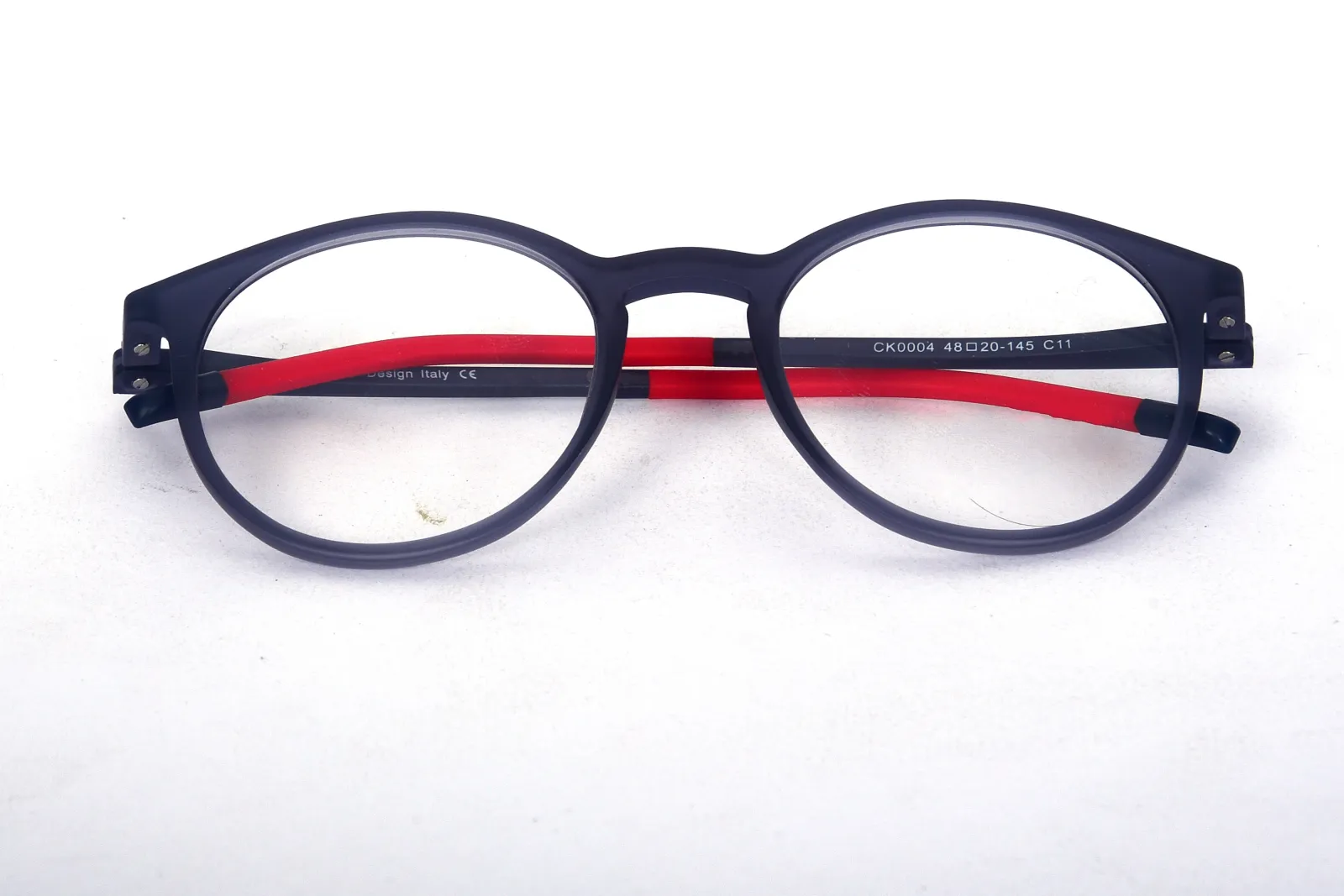 FOE 1506 Gray Red Round Full Rim Eyeglasses, view 2