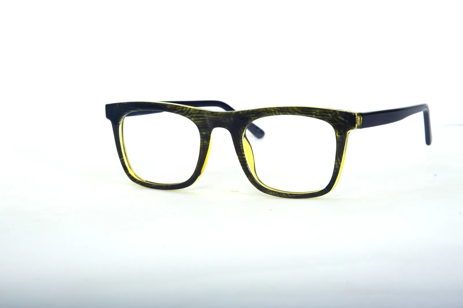 FOE 1529 Rectangle Black Yellow Full Rim Eyeglasses, view 3