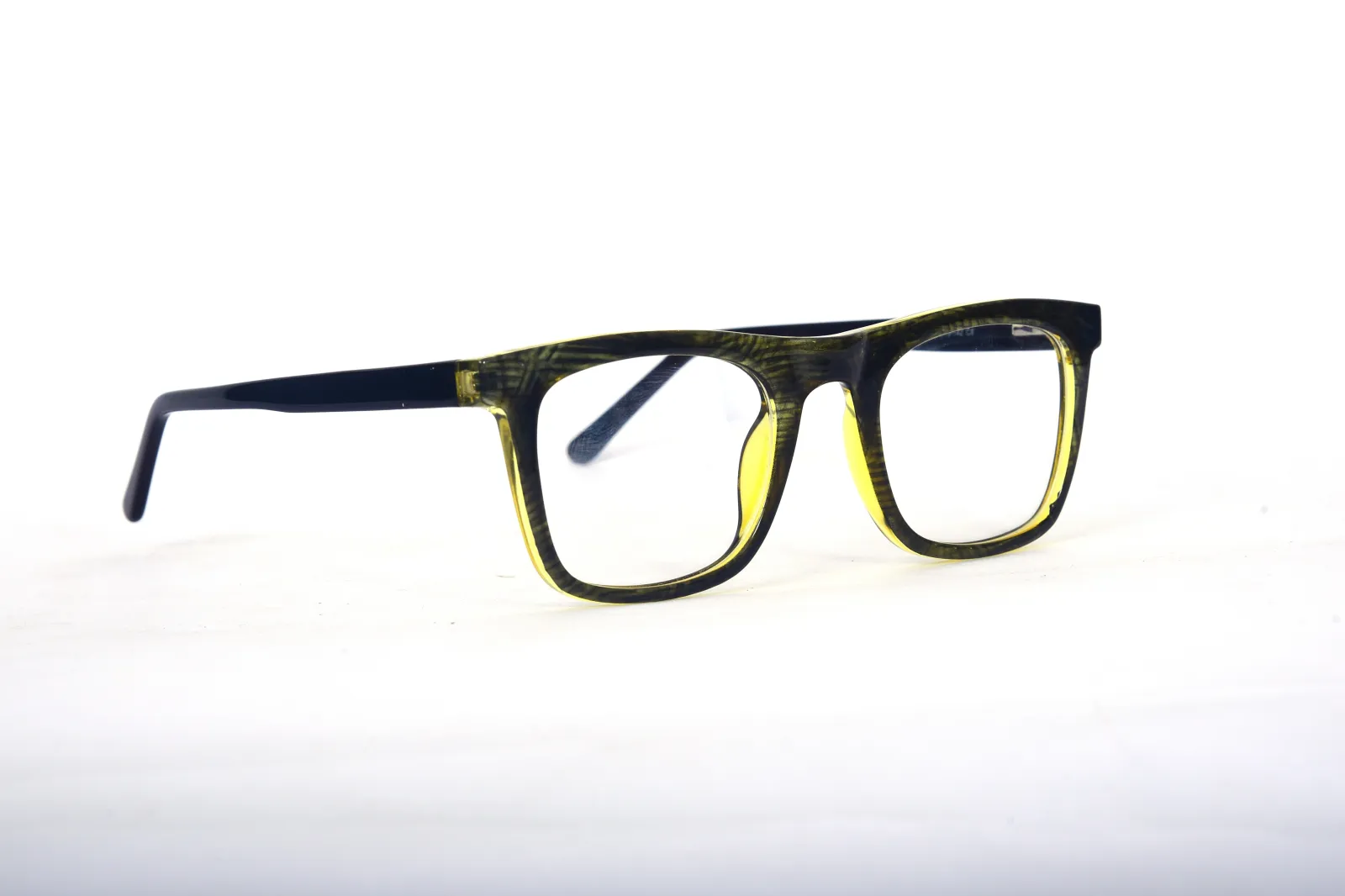 FOE 1529 Rectangle Black Yellow Full Rim Eyeglasses, view 4