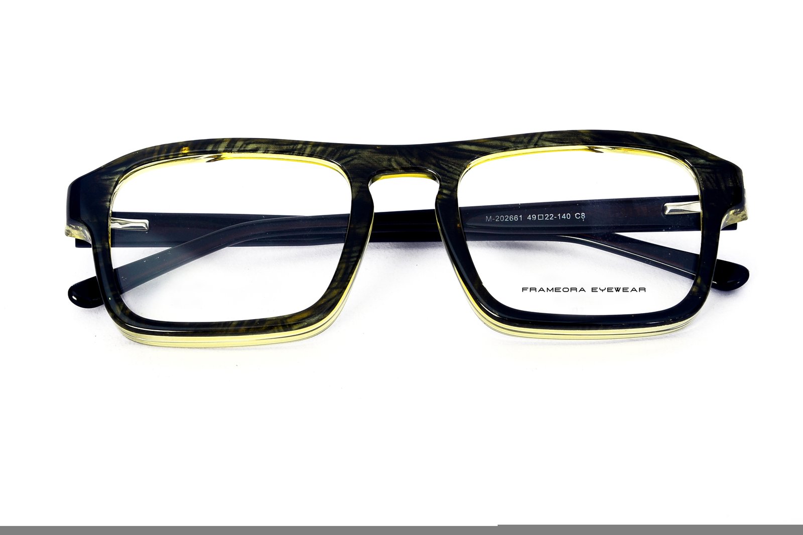 FOE 1534 Rectangle Black Yellow Full Rim Eyeglasses, view 5