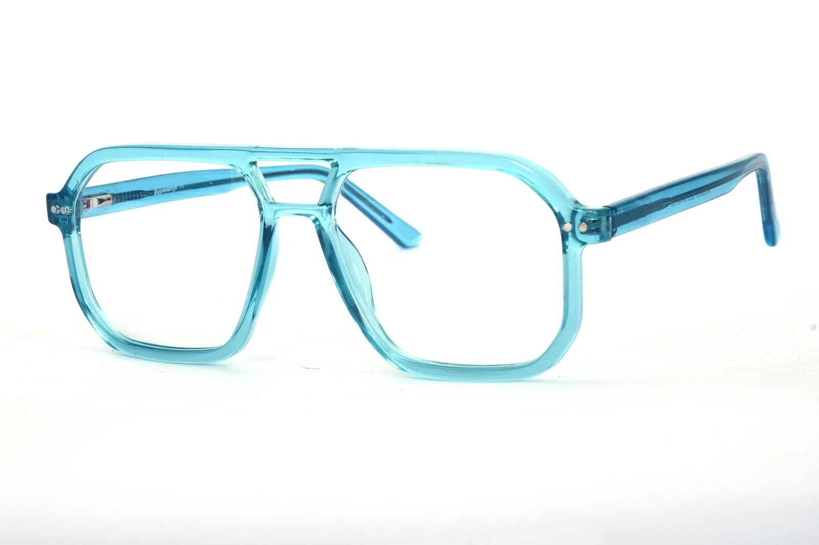 FOE 1537 Square Blue Transparent Full Rim Eyeglasses, view 3
