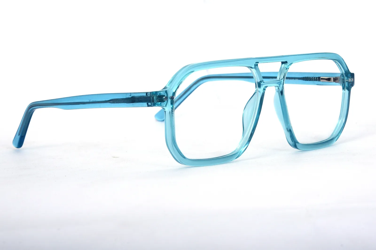 FOE 1537 Square Blue Transparent Full Rim Eyeglasses, view 4