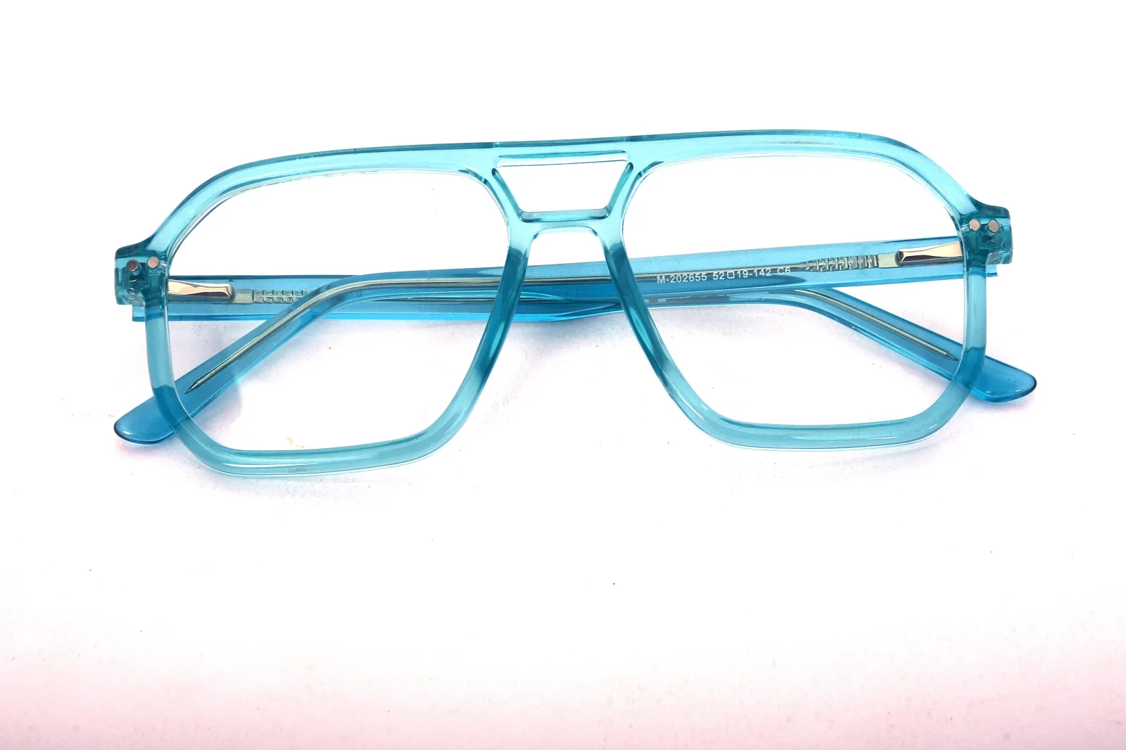 FOE 1537 Square Blue Transparent Full Rim Eyeglasses, view 5