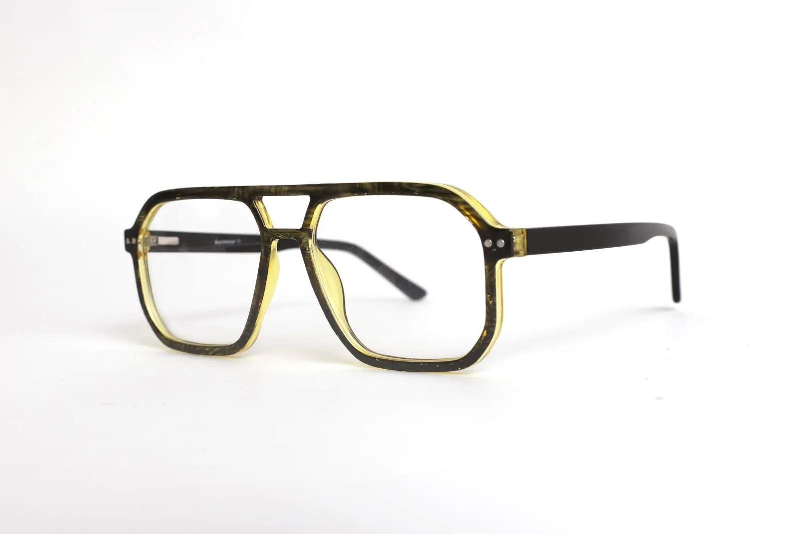 FOE 1538 Square Black Yellow Full Rim Eyeglasses, view 4