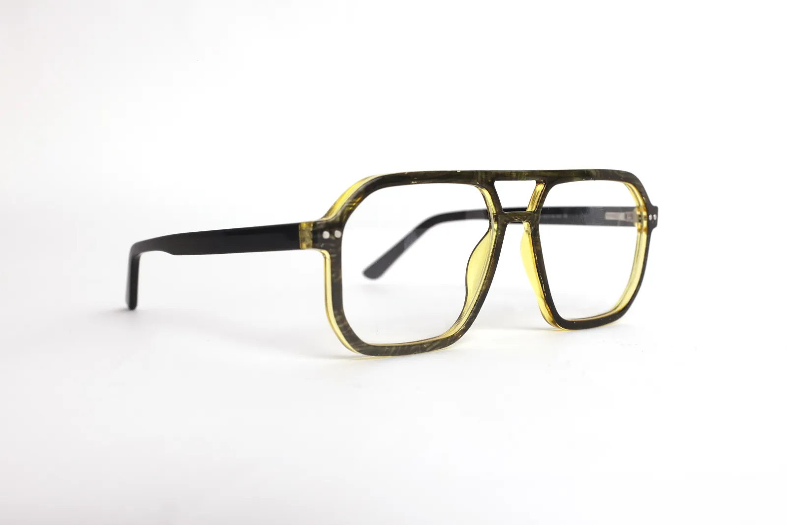 FOE 1538 Square Black Yellow Full Rim Eyeglasses, view 5