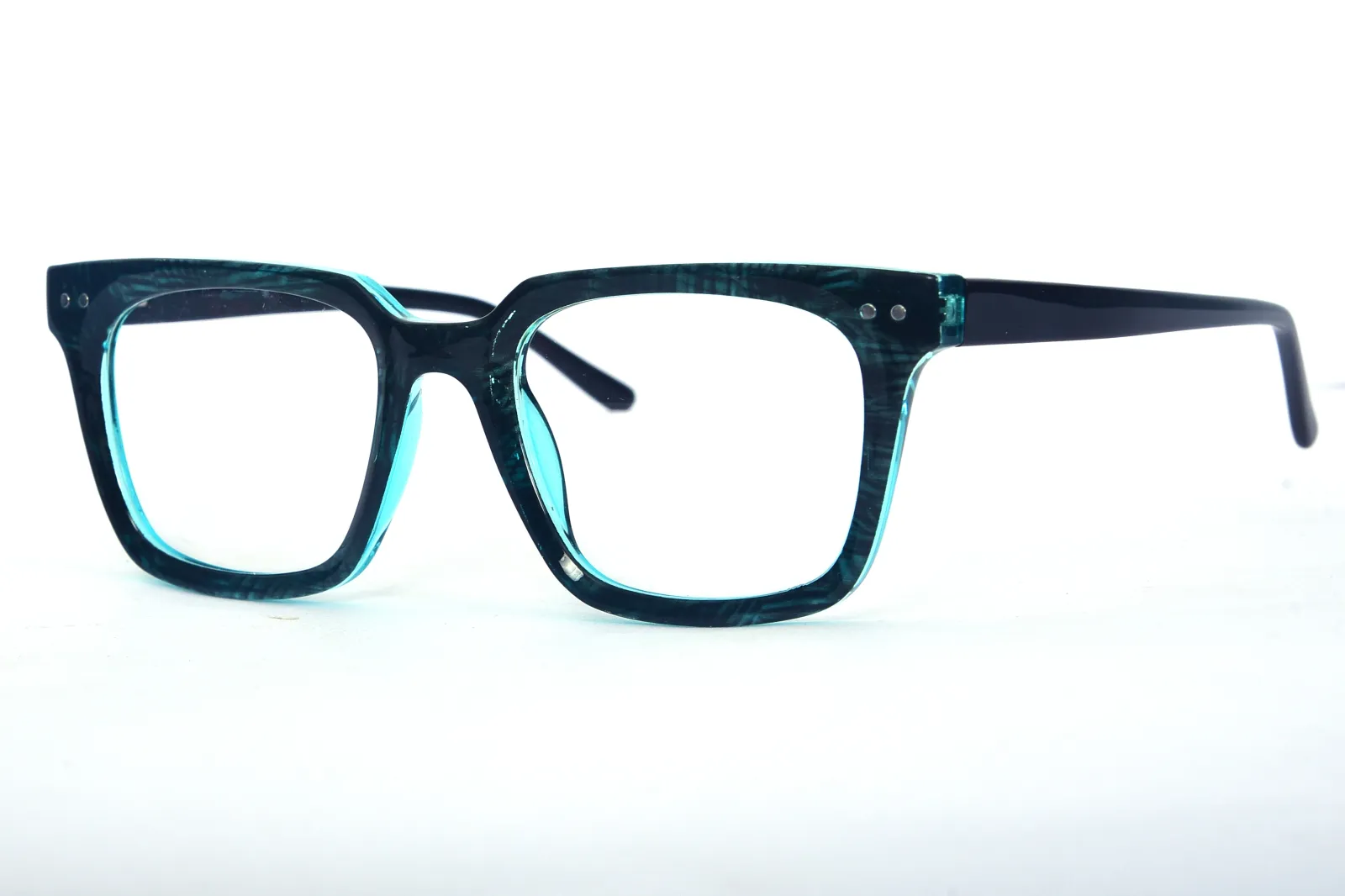 FOE 1544 Square Black Blue Full Rim Eyeglasses, view 3