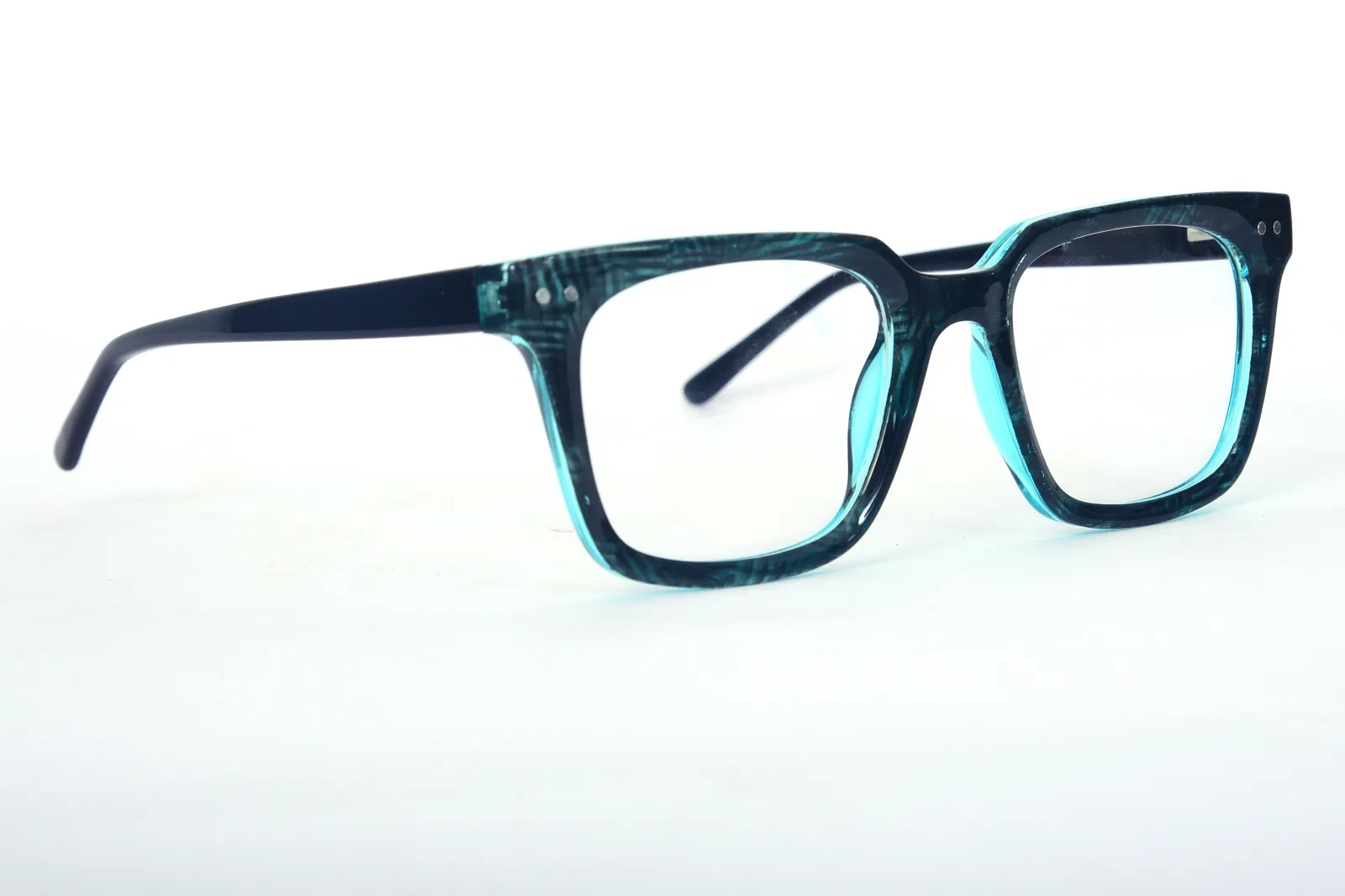 FOE 1544 Square Black Blue Full Rim Eyeglasses, view 4