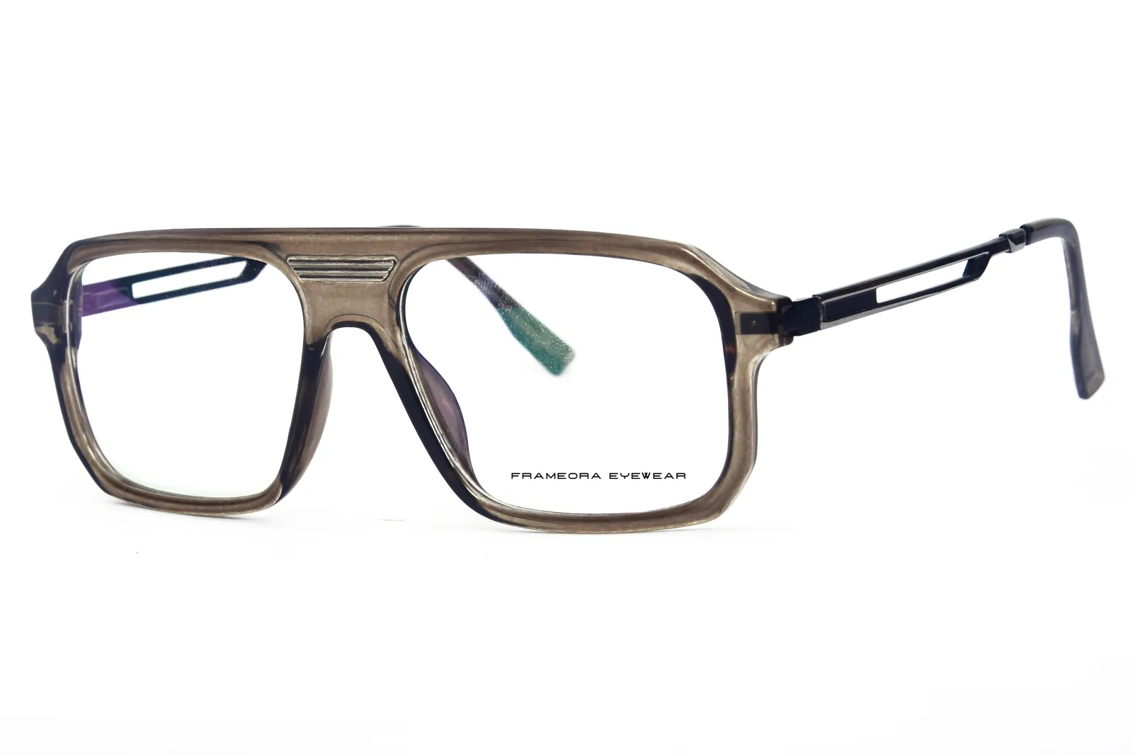 FOE 1550 Wayfarer Brown Transparent Full Rim Eyeglasses, view 3