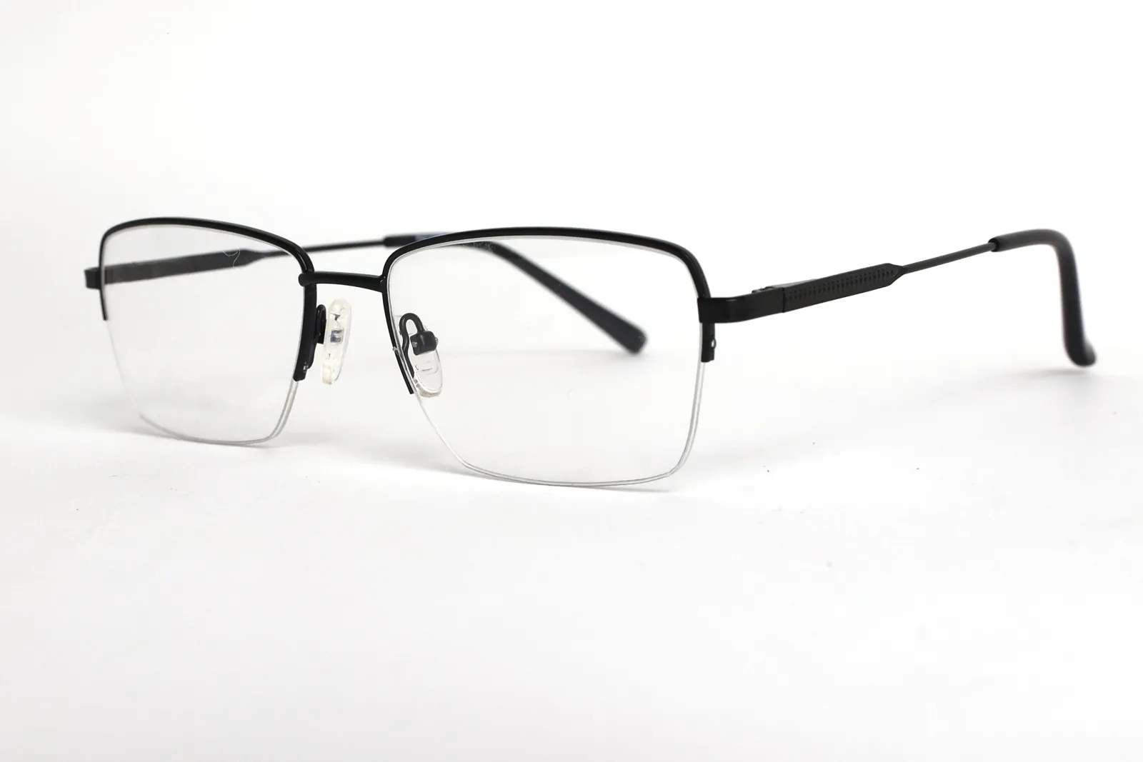 FOE 1609 Rectangle Black Titanium Half Rim Eyeglasses, view 2