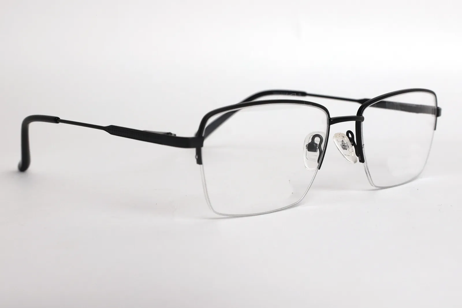 FOE 1609 Rectangle Black Titanium Half Rim Eyeglasses, view 4