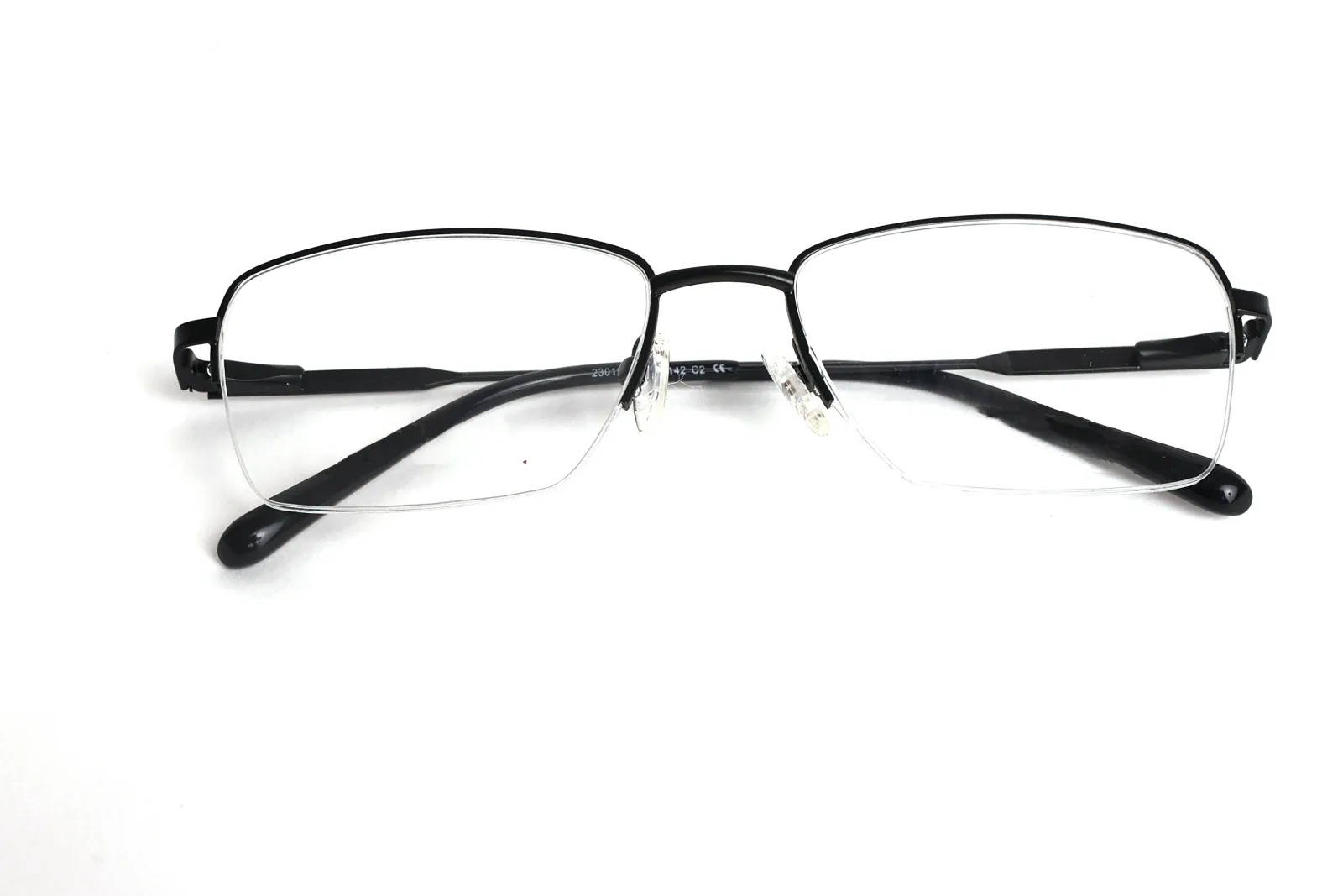 FOE 1609 Rectangle Black Titanium Half Rim Eyeglasses, view 5