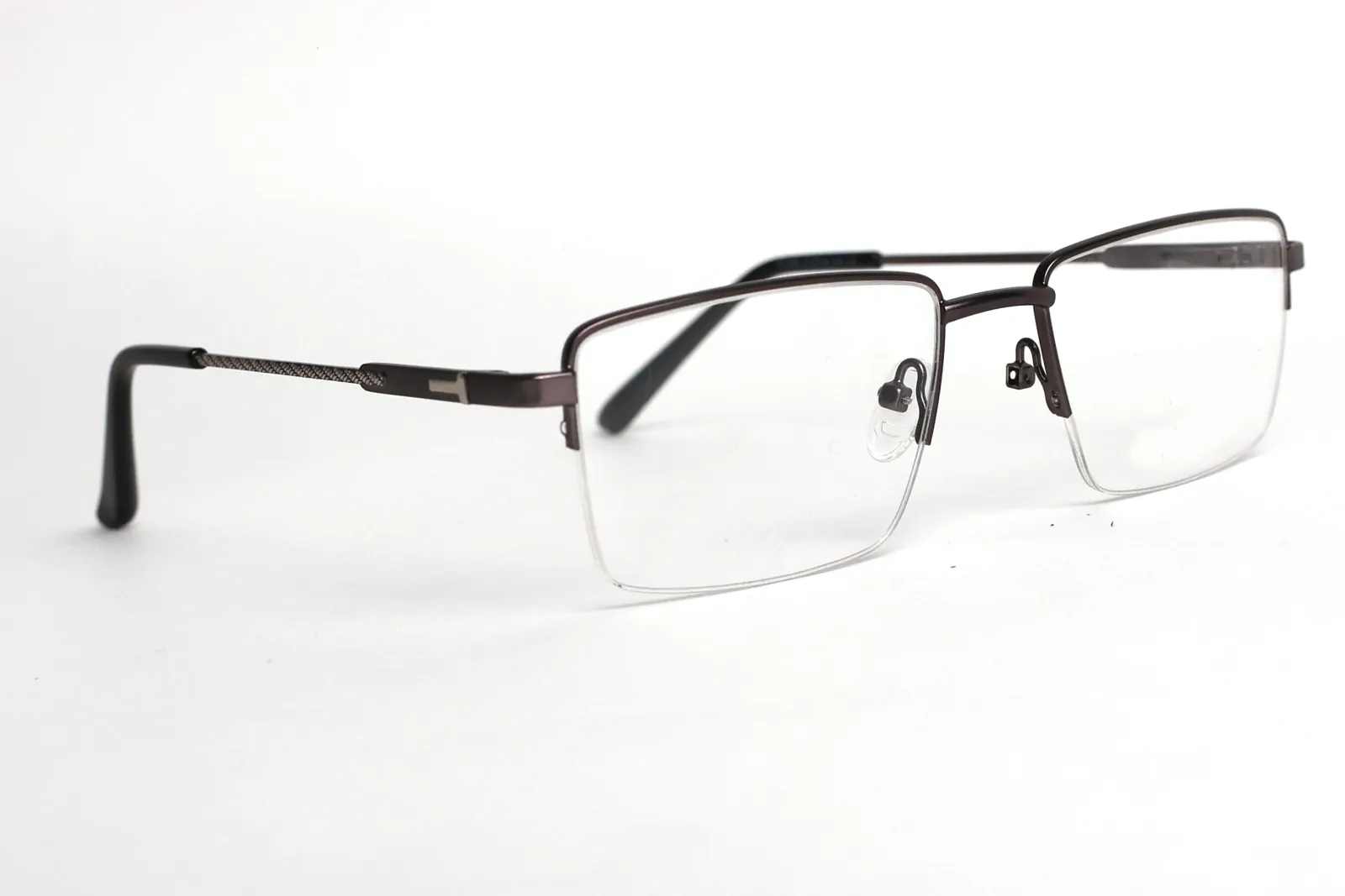 FOE 1615 Rectangle Gunmetal Half Rim Eyeglasses, view 4