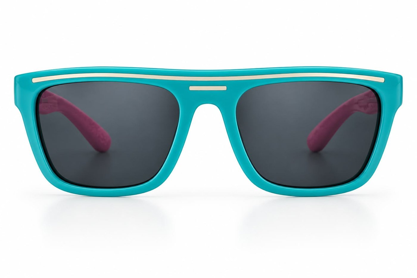 FOE 1665 Kids Polarised Sunglasses Teal Wayfarer - teal with pink temples sunglasses