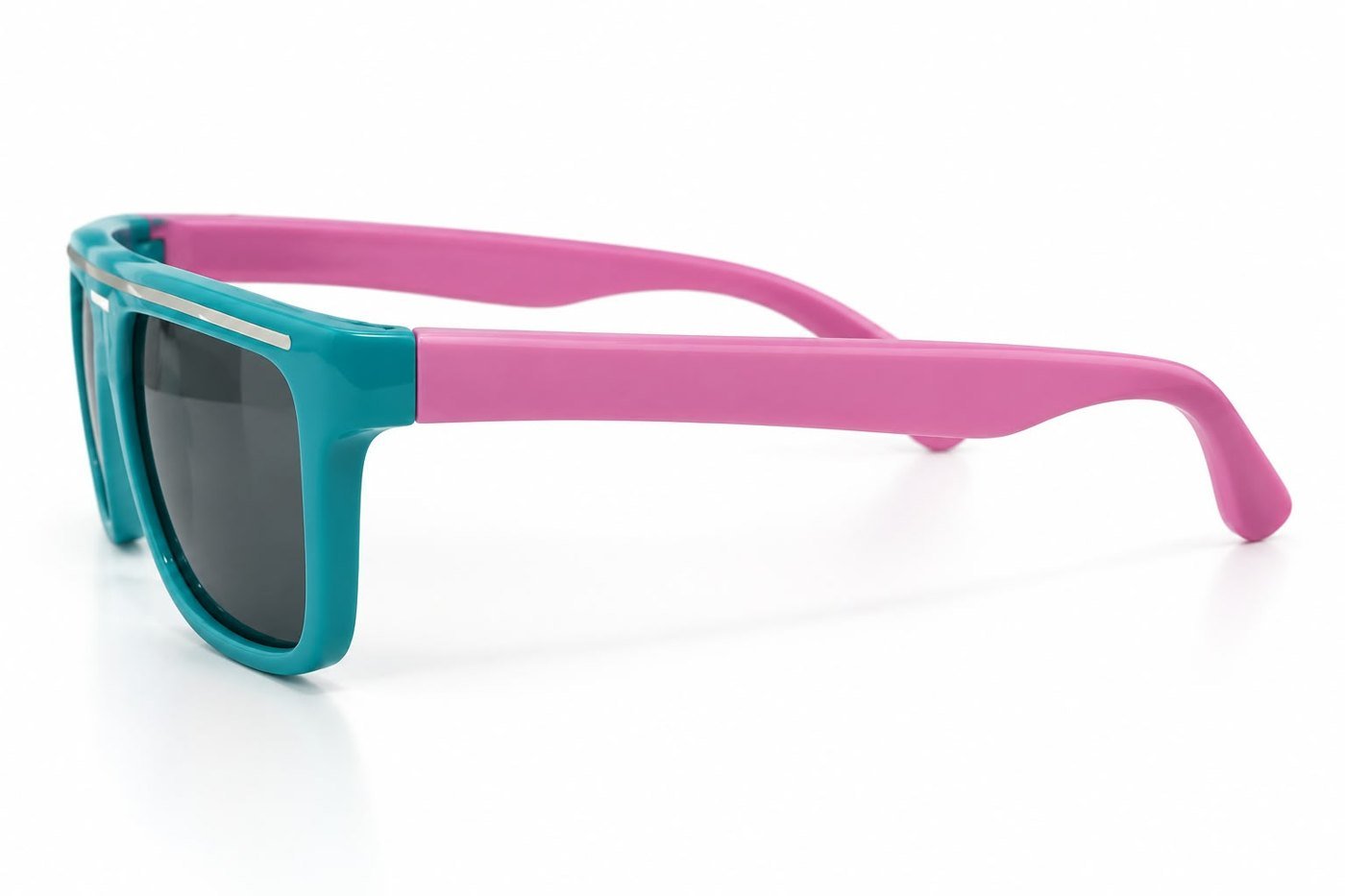 FOE 1665 Kids Polarised Sunglasses Teal Wayfarer - teal with pink temples sunglasses, view 2