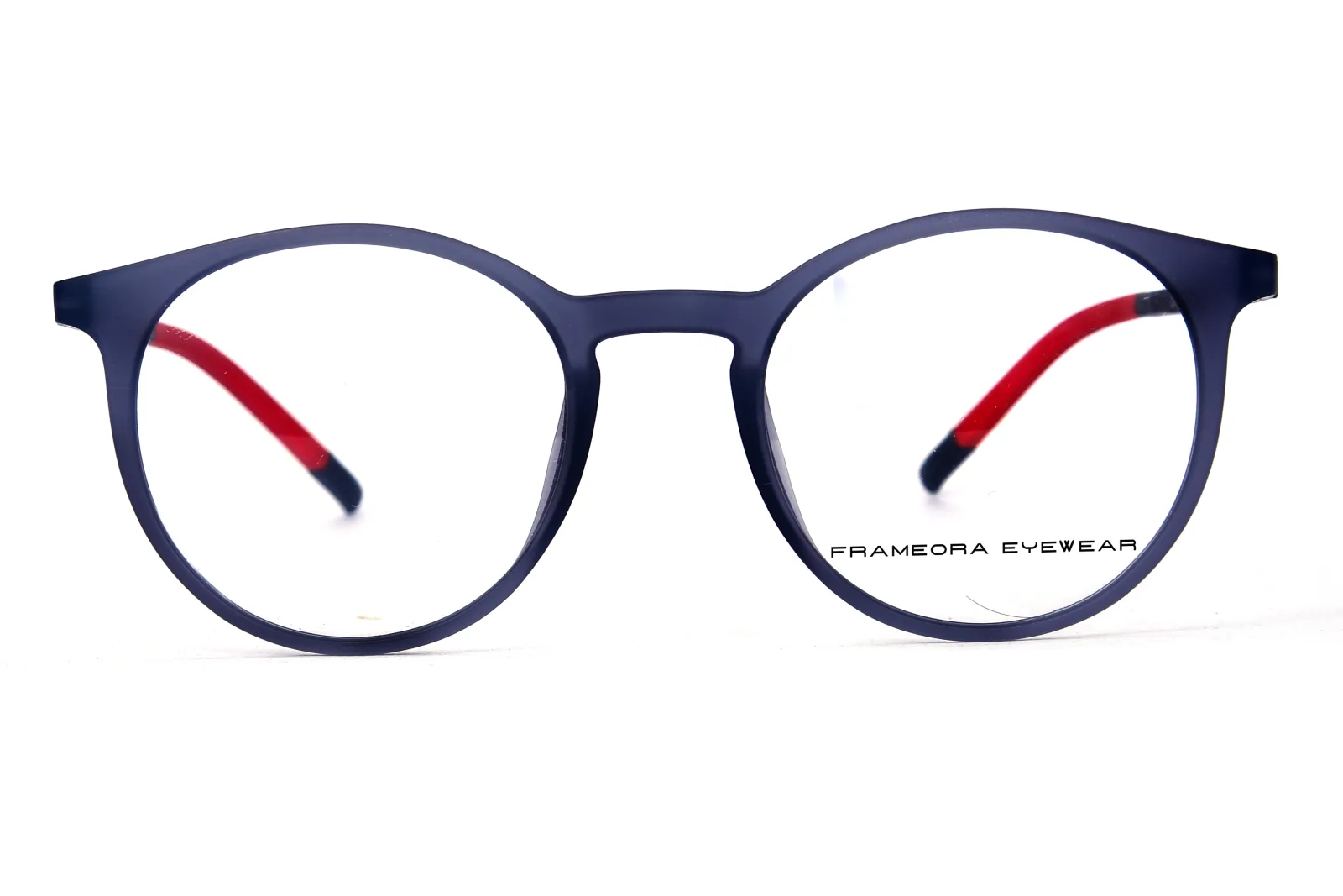 FOE Gray Red Round Full Rim Eyeglasses