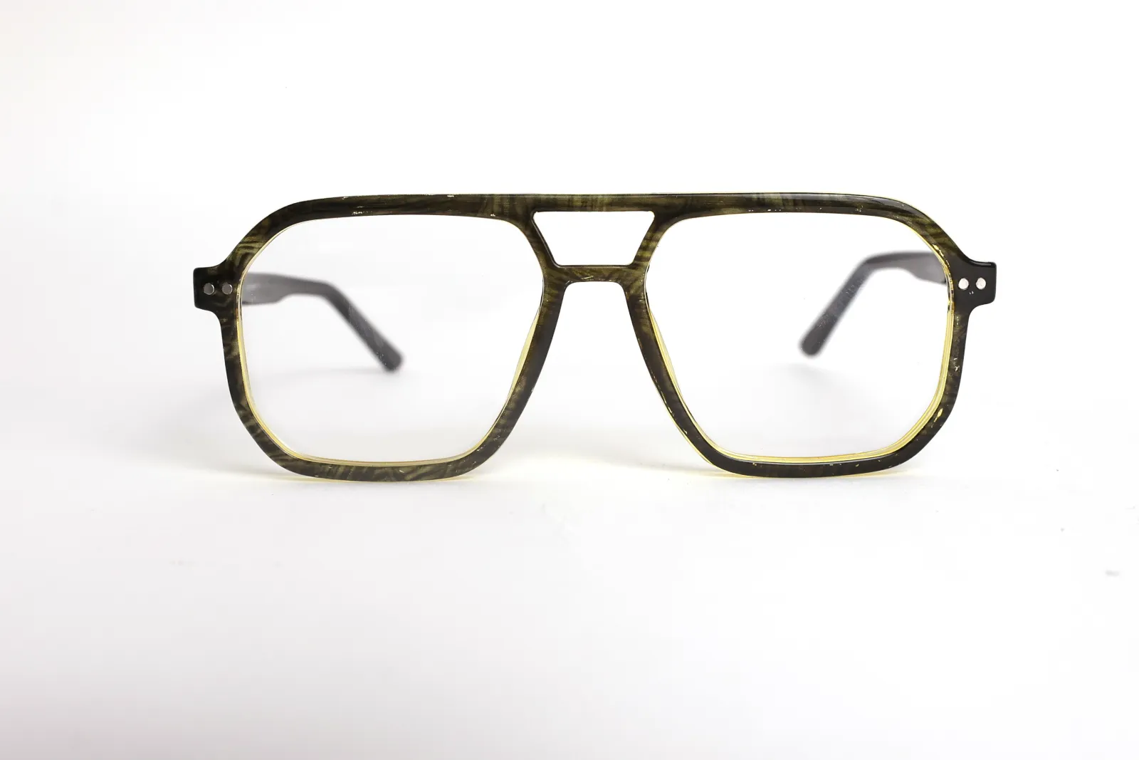 FOE Square Black Yellow Full Rim Eyeglasses - 161538